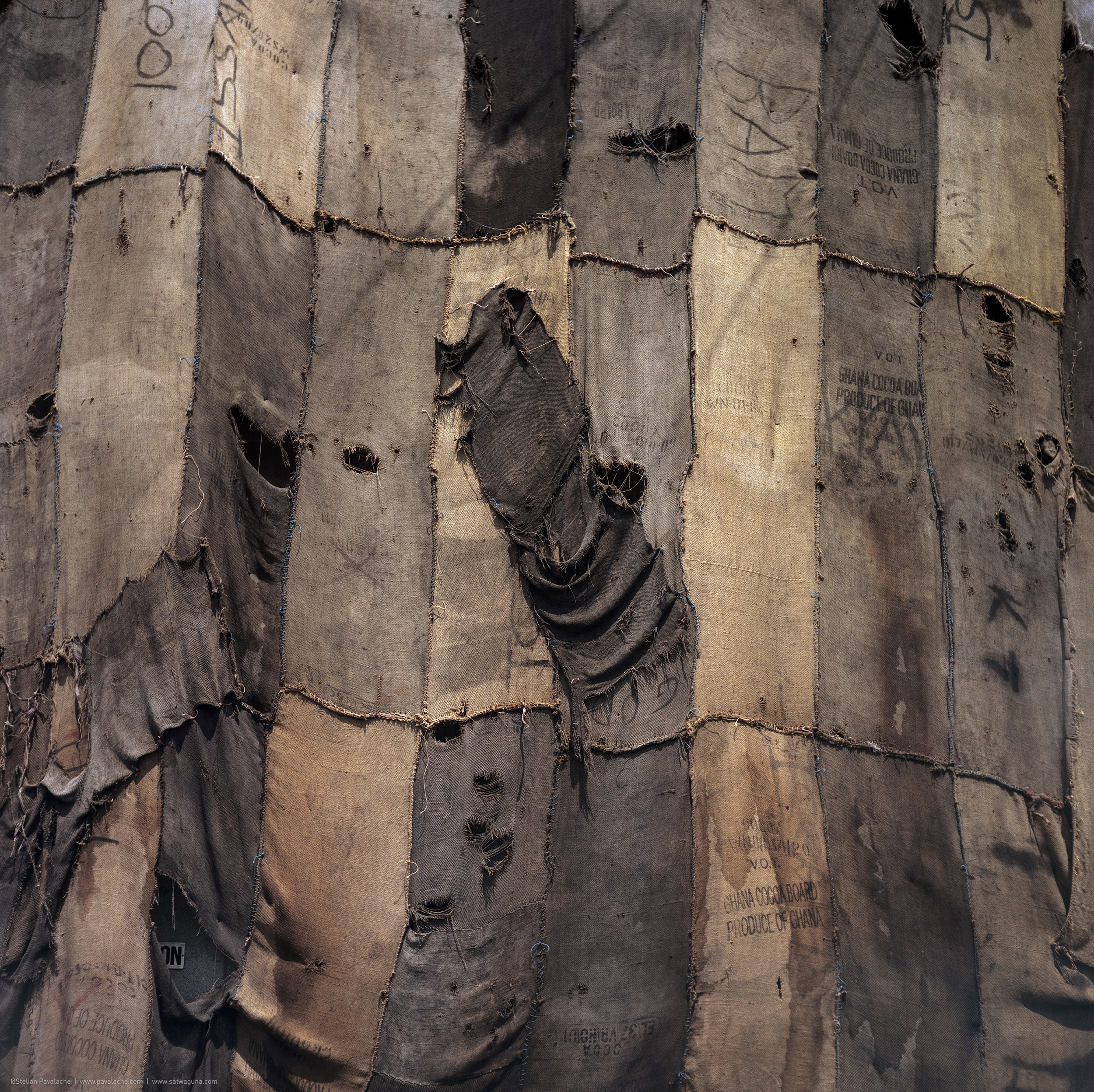 Where the Stitch Fails, Memory Escapes (From the series “Wounds That Breathe” by Ibrahim Mahama)